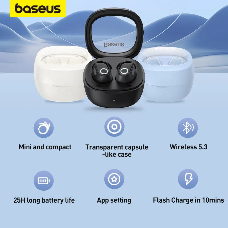 Mini Fone de Ouvido Bluetooth Intra-auricular Baseus True Wireless